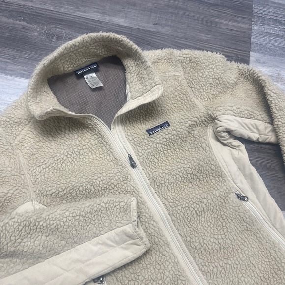 Vintage Patagonia Cream Womens M Full Zip Retro High Pile‎ Fleece Jacket Sherpa - Picture 15 of 16
